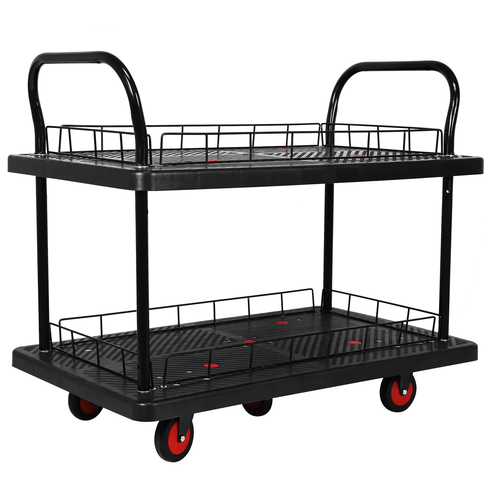 

2 Shelf Utility Cart 880lbs Capacity Multipurpose Mobile Utility Cart with Wheels for Warehouse/Garage/Cleaning/Manufacturing