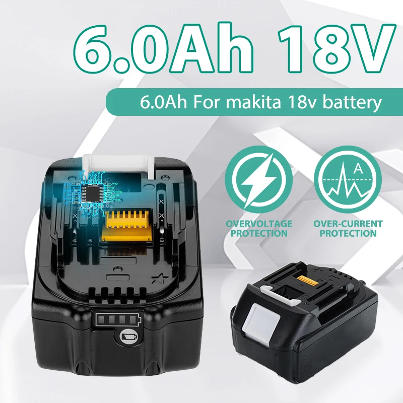 18V 6Ah 6000mAh Lithium ion Rechargeable Battery for Makita 18V Li-ion Cordless Power Tools Batteries BL1830B BL1850B BL1850