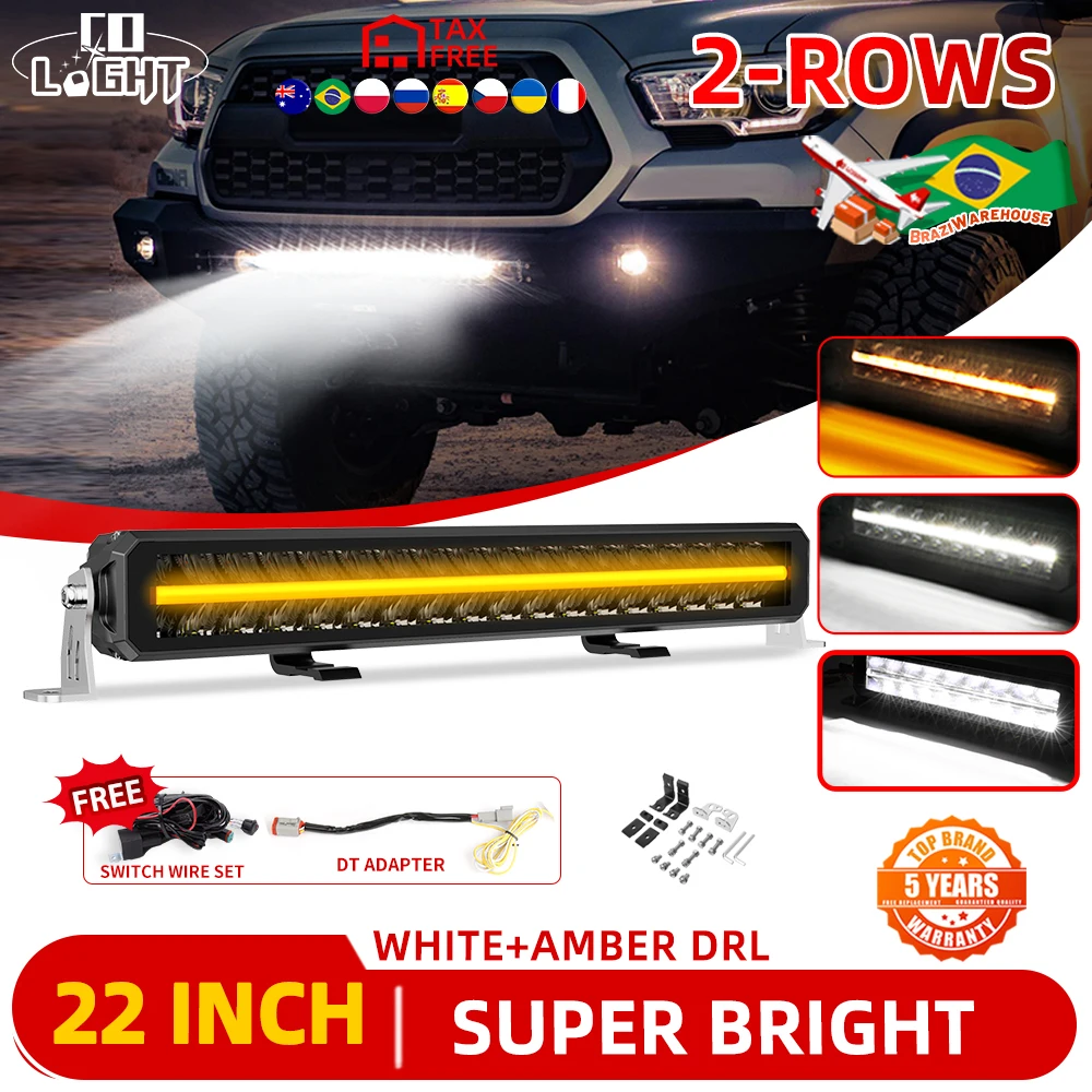 CO LIGHT Led Light Bar 22 Inch Led Bar Spot Flood Combo Offroad Driving Lights 3500K 6500K DRL for ATV UTV Polaris Trucks Boat