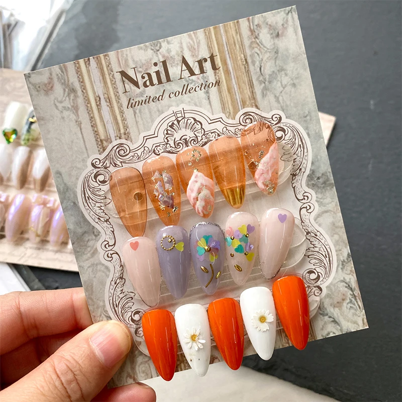 8 PCS Press-On Nail Packaging Display Handmade False Nail Design Swatch Show Card Manicure Sample Display Salon