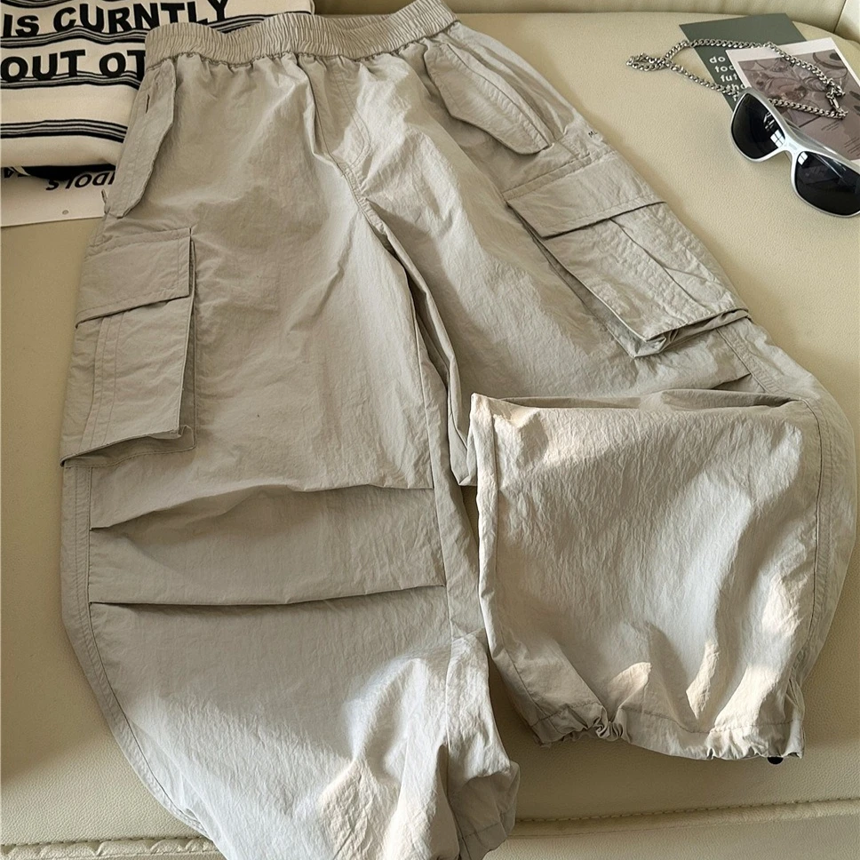 

Boys Pants 2026 Spring and Summer New Childrens Clothing Korean Style Boys and Girls Fashion Cargo Thin Casual Pants Simple