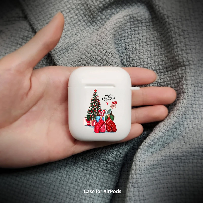 New year Merry christmas girl Soft silicone TPU Case For AirPods Pro 1 2 3 white Silicone Wireless Bluetooth Earphone Box Cover