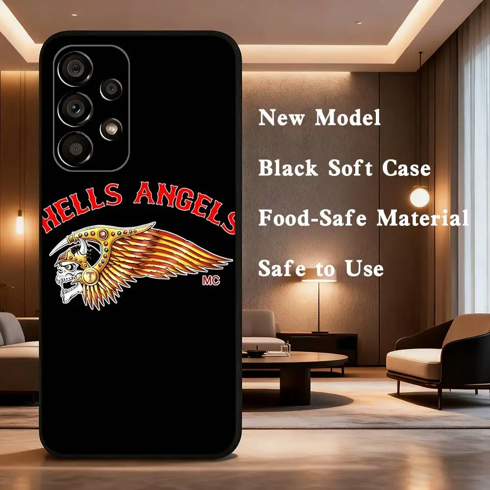 Hells Angels M-Motorcycle 81 電話ケース Samsung Galaxy A73、31、32、72、41、53、52、71、22、5G、Note、J7、8、9 ソフトブラックカバー用