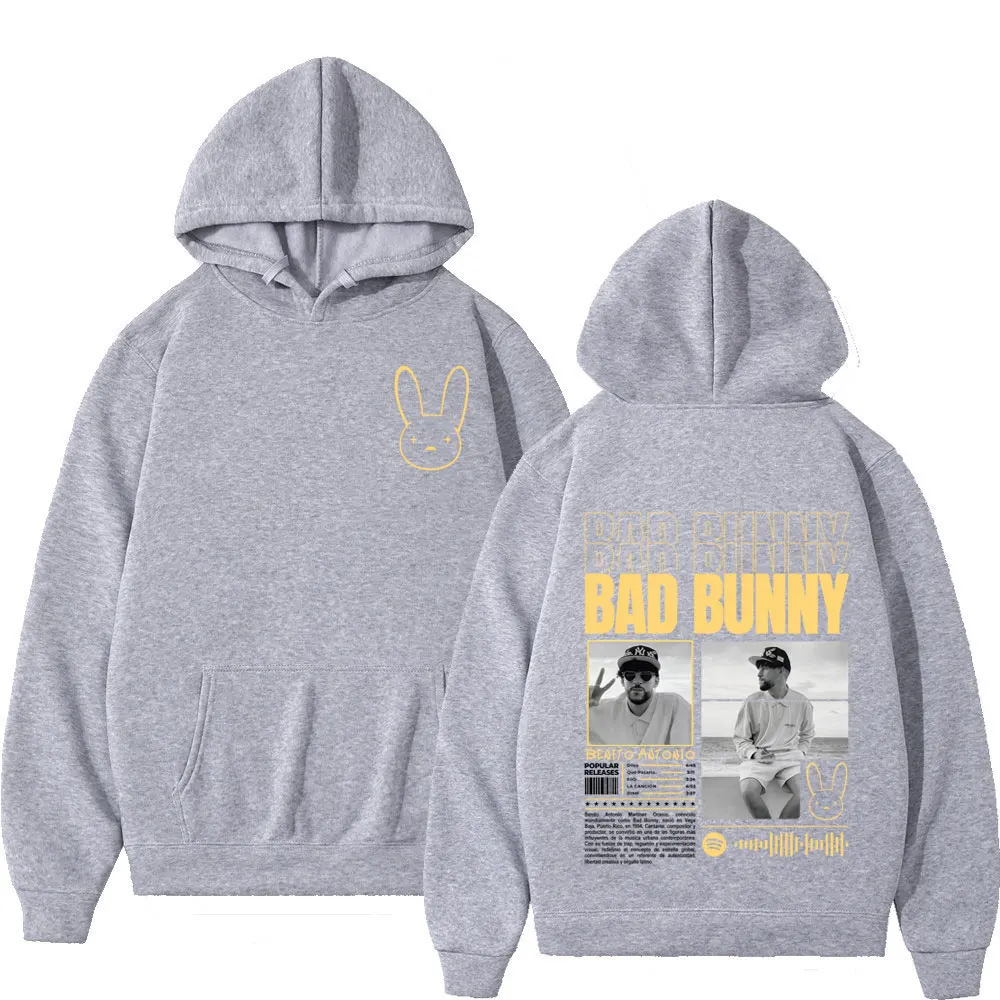 مغني الراب باد الأرنب ألبوم الجرافيك 2025 هوديي الرجال النساء سترة الموضة بأكمام طويلة فضفاضة عادية المتضخم الهيب هوب رياضية #4