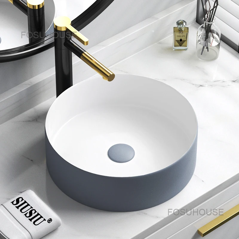 

Round Table Basin Grey Rectangular Bathroom Sinks Small Wash Basin Round Bathroom Washbasins Water Basin Kitchen Washing Sinks