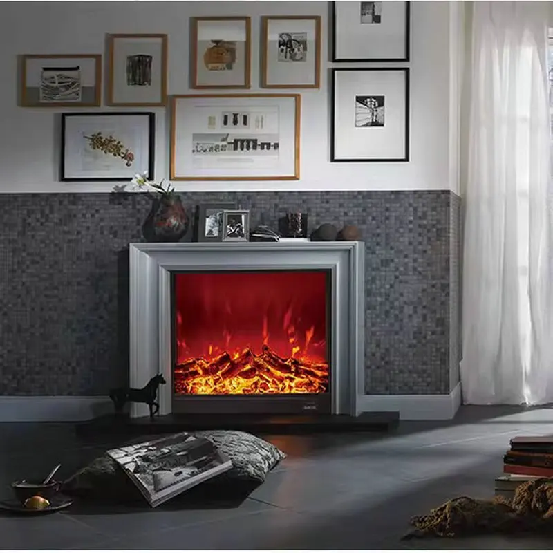

Металлический электронный камин с имитацией пламени виллы, обогреватель для домашней гостиной, встроенный декоративный камин в европейском стиле GN426HE