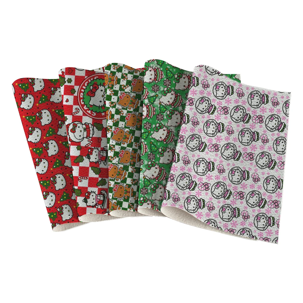 

Мини-Рождество Sanrio мультфильм Hello Kitty искусственная кожа личи узор для DIY ювелирных изделий серьги ремесло 30*136 см