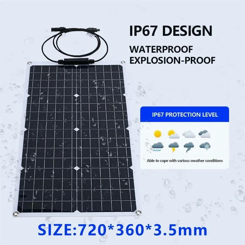110V/220V2000WFlexible Solar Panel System 12V Battery Charging Controller 4000W Solar Inverter Kit Complete For Home/Outdoor Use