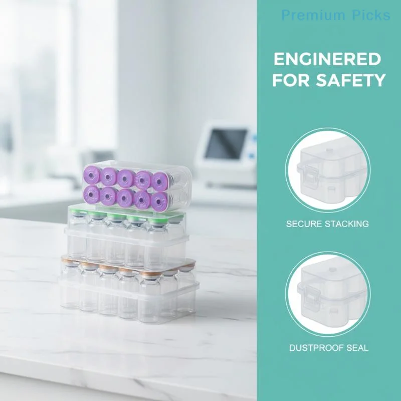 portablePeptide Storage Box Shock Resistant Reagent Vial Organizer Fits 3/5/7/10/20ml Vials for Professional Lab Use 1Pcs