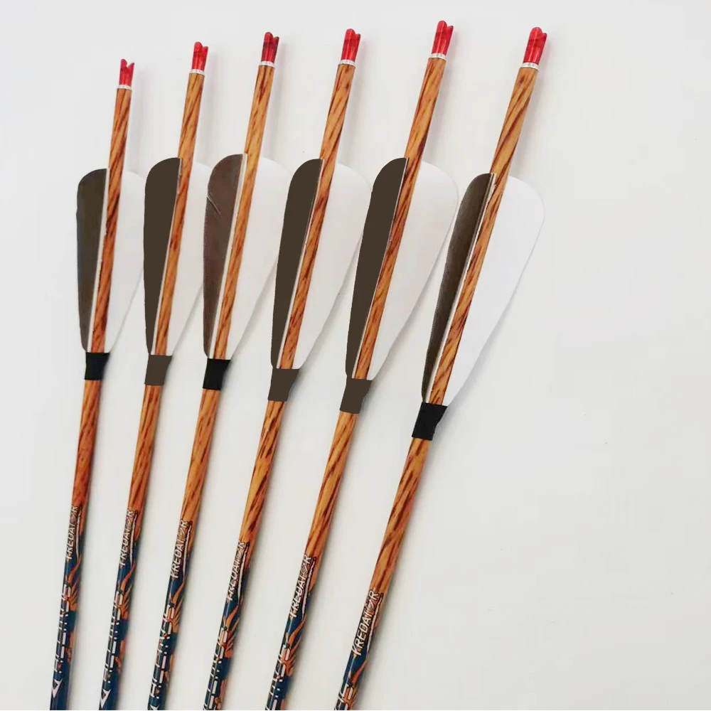 ACCMOS New Archery ID4.2 Wood Arrow Spine 600 700 800 Wood Skin Carbon per caccia tiro accessori per arco ricurvo