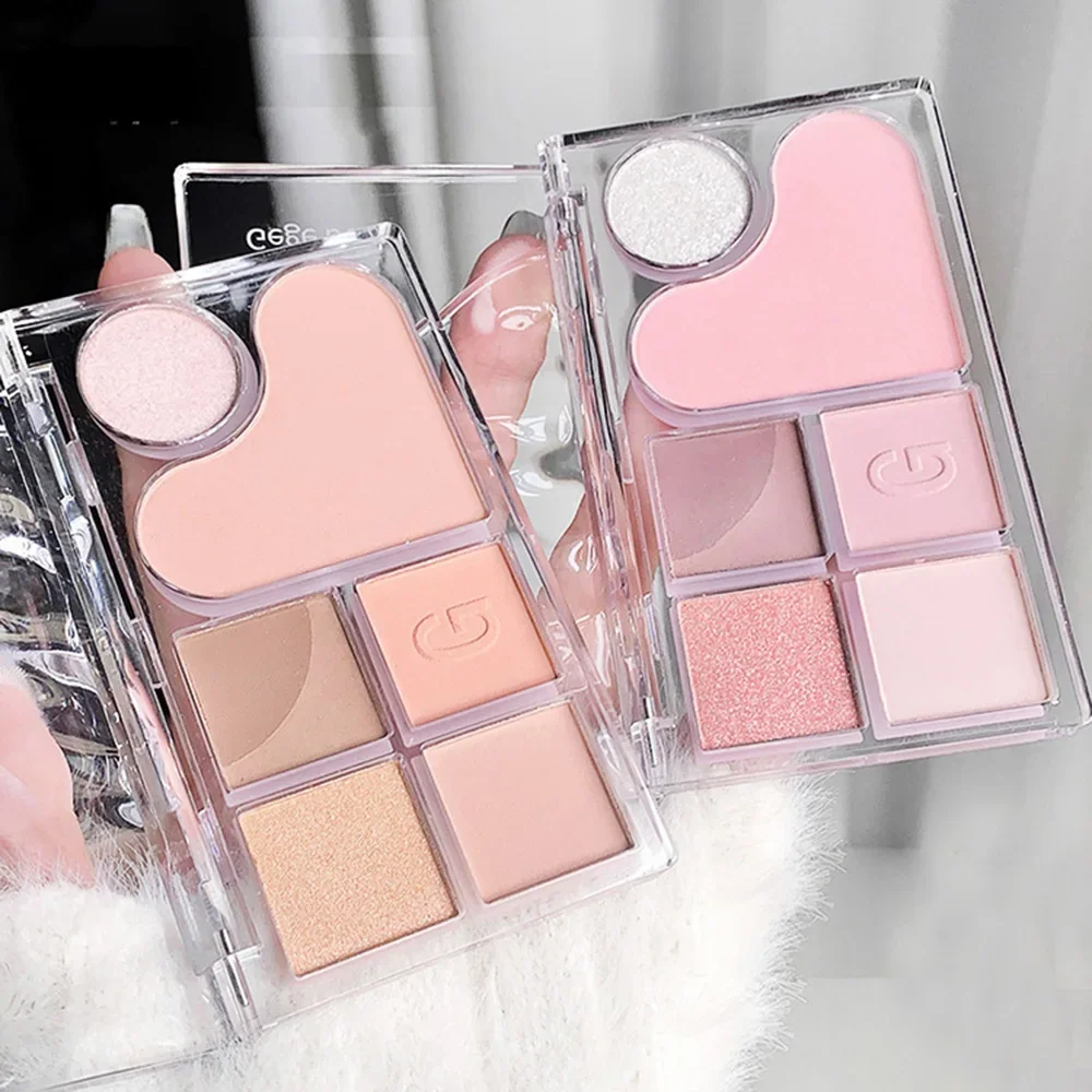 Pinky Heart Gege Bear Eyeshadow Palette Matte Pearlescent Earth Color Sequin Long-Lasting Eyeshadow And Contour Palette