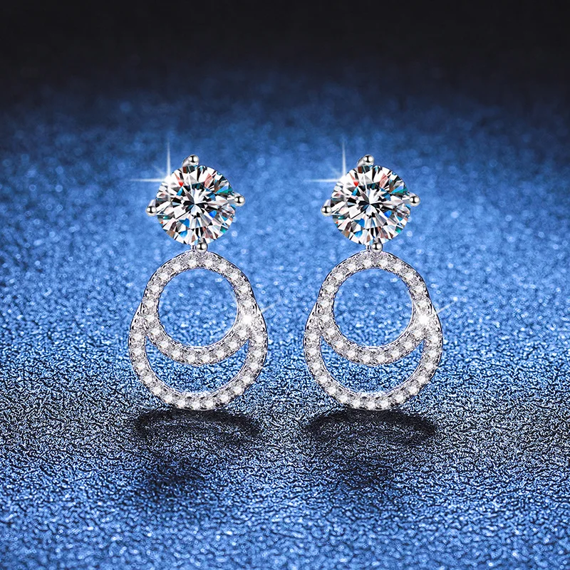 

2025 New PT950 Platinum Moissanite Stud Earrings 1Ct D Color Light Luxury Elegant Women Hypoallergenic Earringsgold earrings