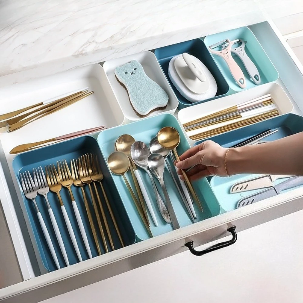 Plastic Drawer Divider Storage Box, Multifunctional Organizer Design,For Kitchen Utensils Desk Cosmetics Stationery Home Storage