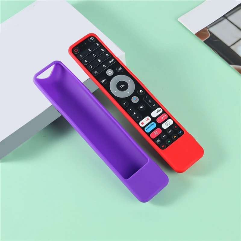

【BUY NOW】Silicone Protective Case for DEXP Viomi CHIQ Remote Control Smart TV Remote Dustproof Sleeve Shockproof Cover Purple
