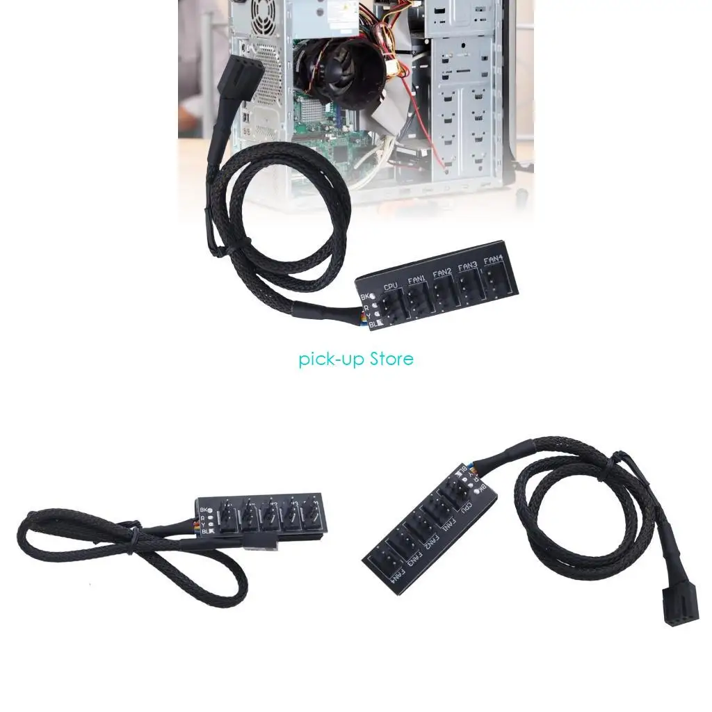 

Q5WA PWM Fan Adapter 5 Way Splitter for 4Pin Computer Motherboards Fan Controller