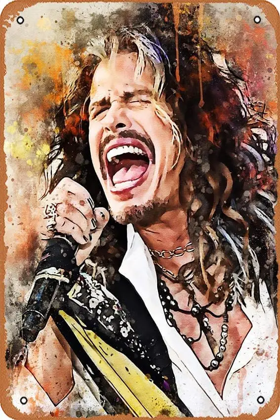 Rock Band Vocalist Steven Tyler Plaque Poster Metal Tin Sign 8