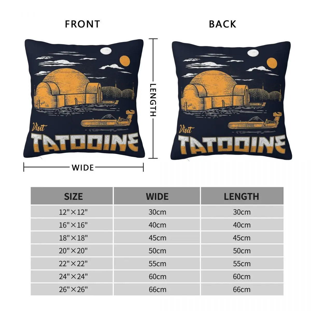 Visit Tatooine Square Pillowcase Polyester Linen Velvet Printed Zip Decor Car Cushion Cover 45x45