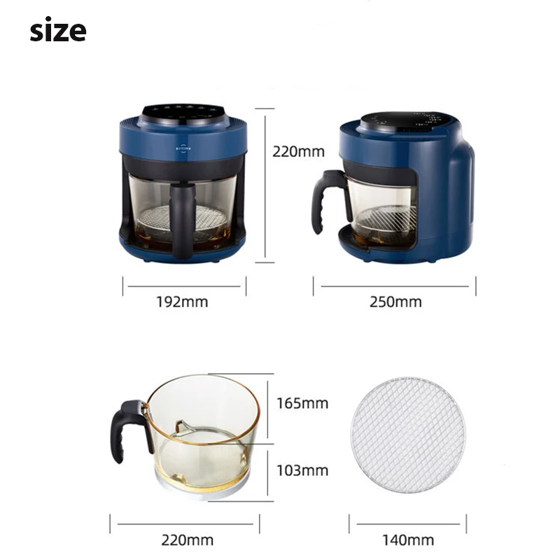 ญี่ปุ่นประเภท Visual Air Fryer ครัวเรือนเตาอบขนาดเล็กไม่มีผิวมันเครื่อง Fries ฝรั่งเศส Mini แบบบูรณาการ Multifunctional ไฟฟ้า