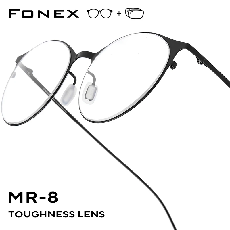 

FONEX Progressive Prescription Glasses Photochromic Myopia Optical Lens Eyewear Women Round Titanium Alloy Eyeglasses Frame 8106