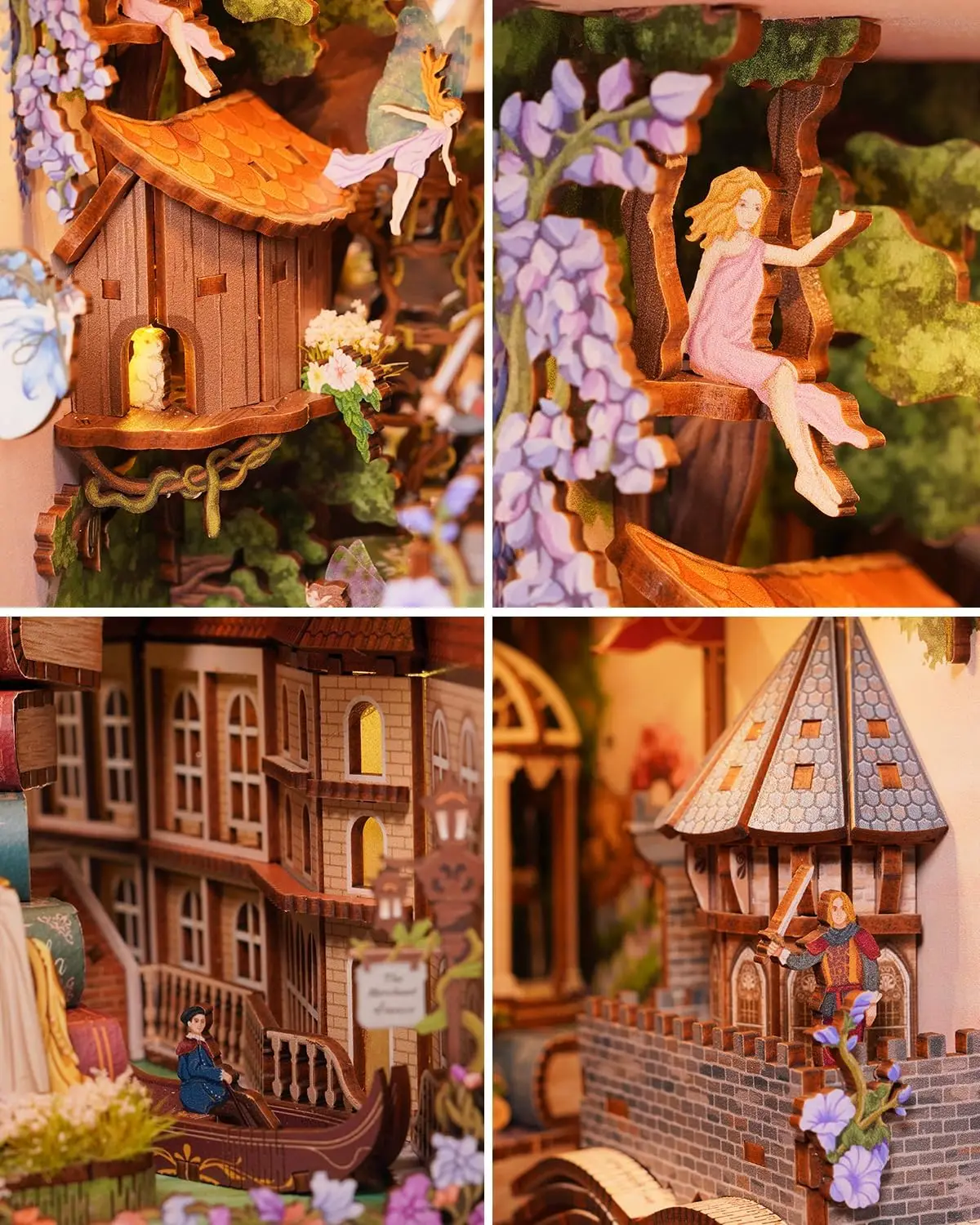 British Library DIY Book Nook Kit, Shakespeare 3D Wooden Puzzle for Adults, Miniature House Kit Booknook Bookshelf Insert Decor