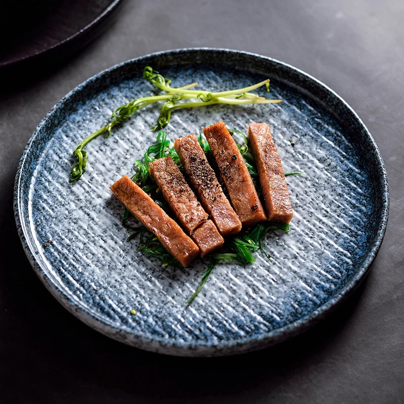 

8 Inch Minimalist Japanese Ceramic Western Style Steak Spaghetti Dish for Home and Commercial Use