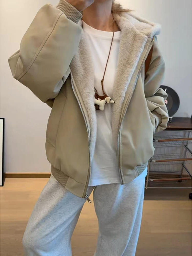 

Thiened Jaet из искусственной кожи с капюшоном Молодежная повседневная зимняя теплая верхняя одежда Long Sve Pure Color Американское хлопковое пальто