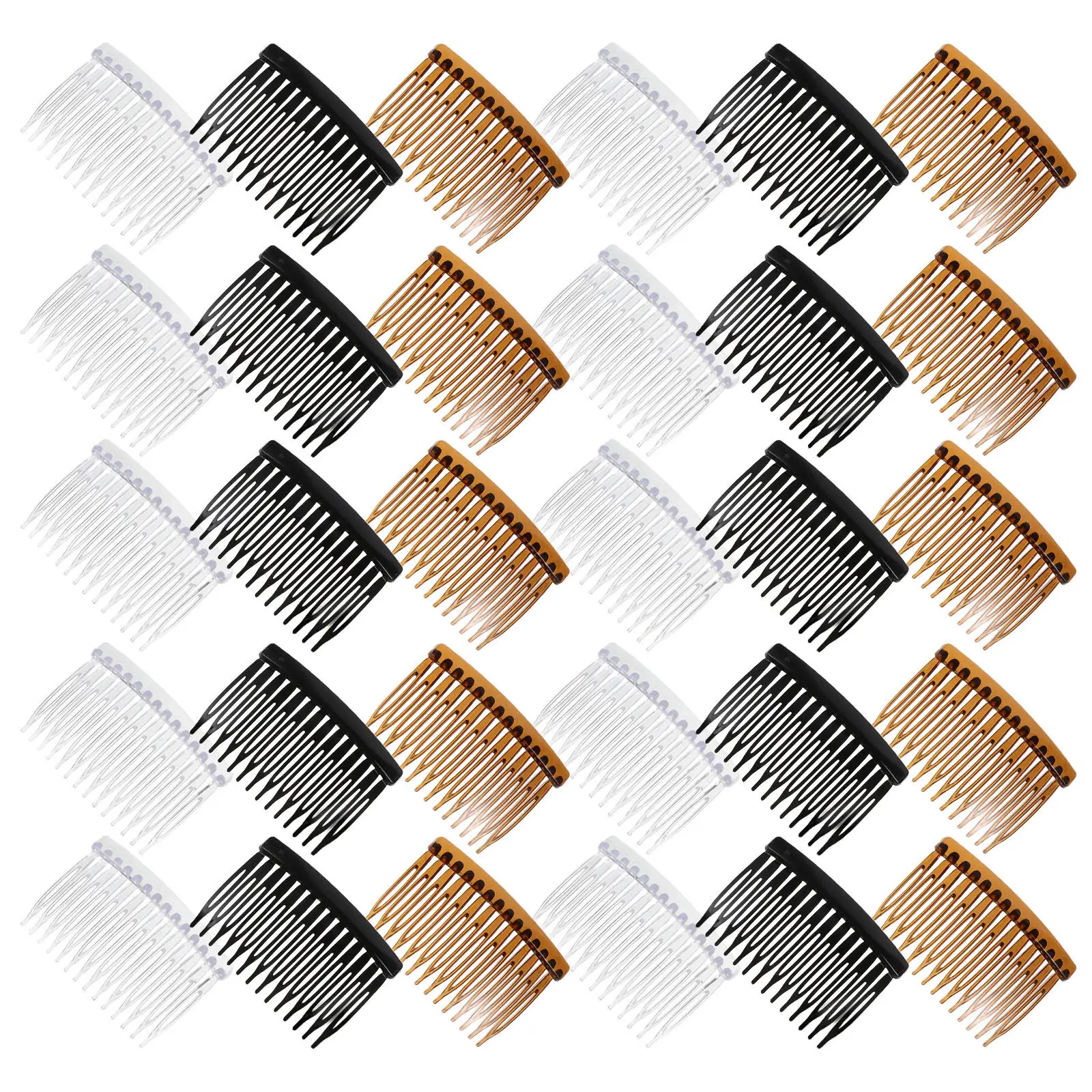30Pcs Small Hair Side Combs Set 14-Tooth Plastic French Combs for Women Teens Gentle Scalp Styling Parting Bun Secure Hold