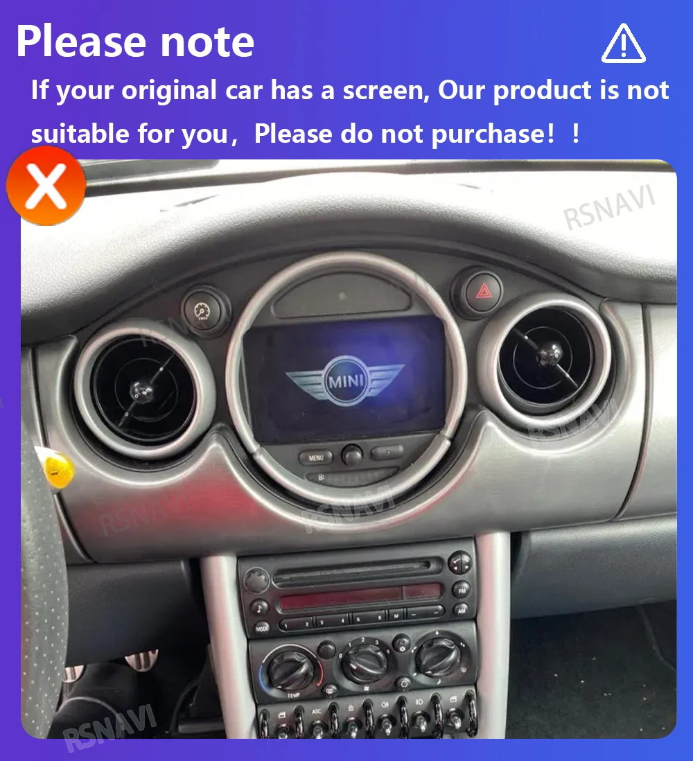 Android 16 Carplay Auto 2K Screen Car Radio Multimedia Player For BMW Mini Cooper S R50 R52 R53 2004-2007 Qualcomm Snapdragon BT