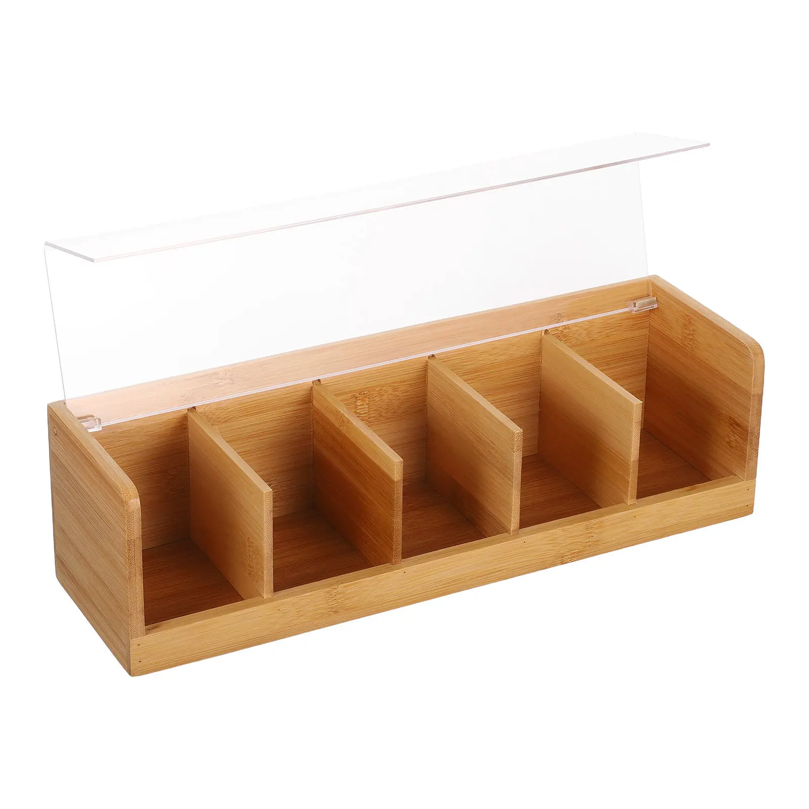 Divided Tea Bag Organizer Box with Lid 5-Slot Tea Storage Container Countertop Kitchen Holder Sugar Packet Organizer