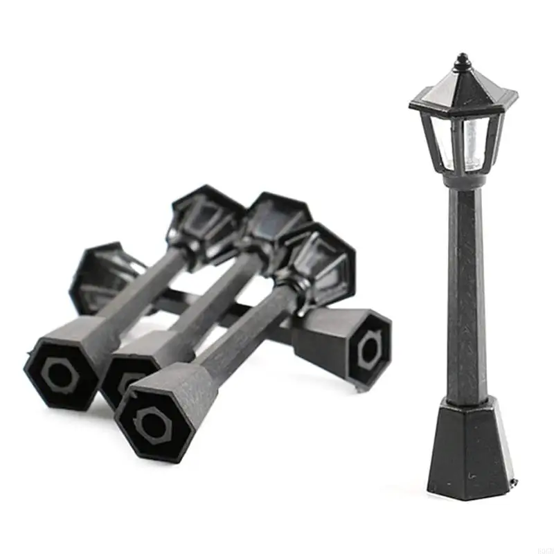 E06B Модель железнодорожных железнодорожных железнодорожных поездов 4pcs Post Lights for Doll House Fairy Garden