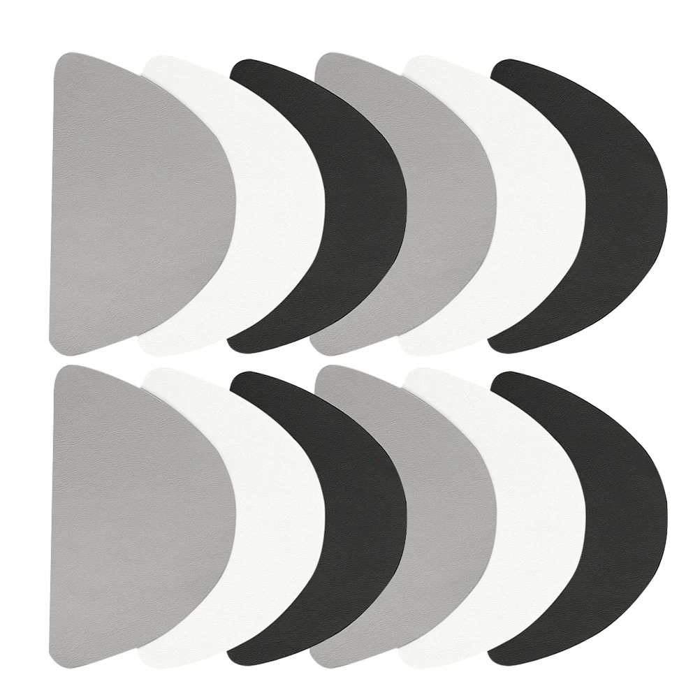

12pcs Shoe Patches Adhesive Patches Self Adhesive for Heel Boots White Gray Black PU Material Boot Accessories