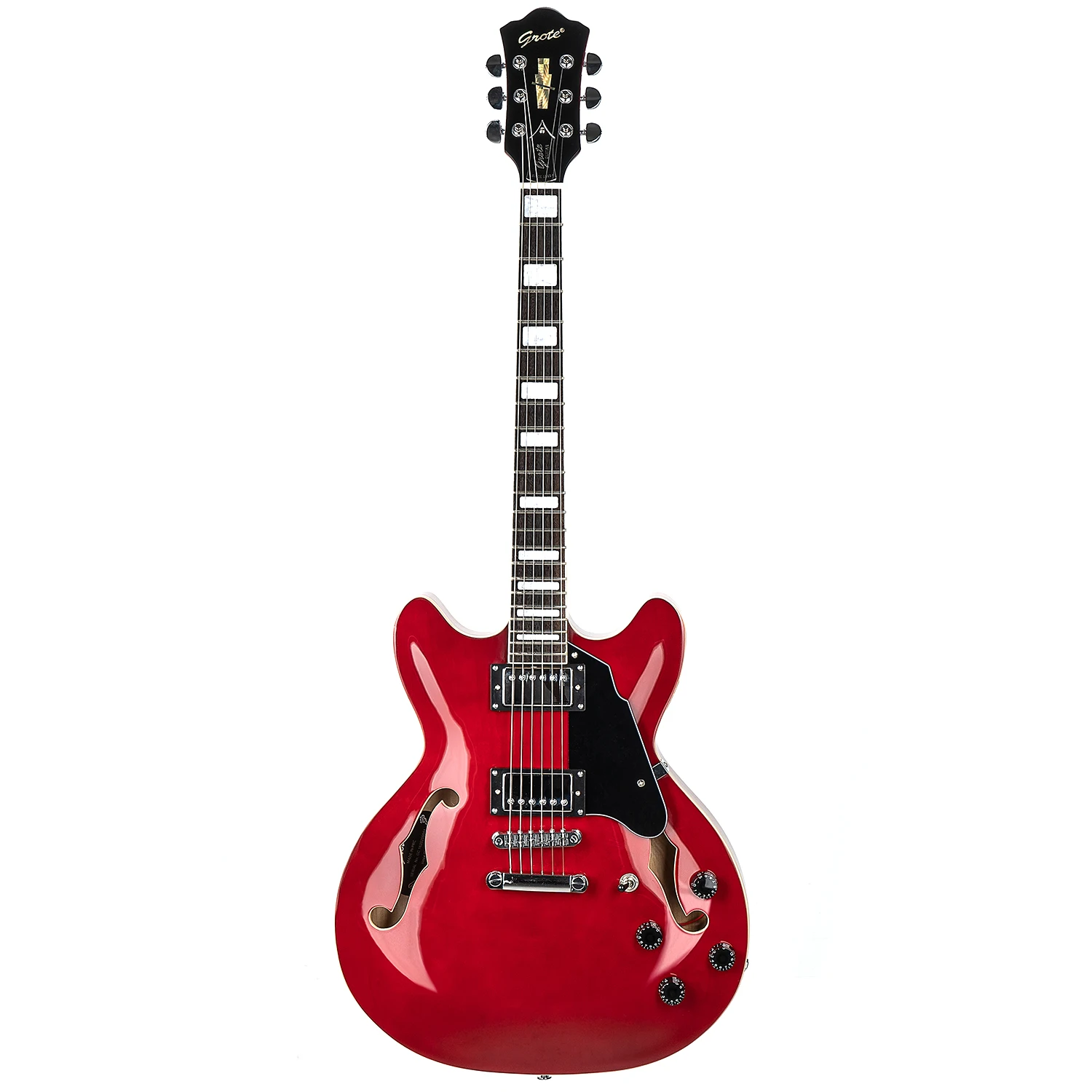 2021 New Grote Red Maple Semi-hollow Body F Holes Jazz Electric Guitar