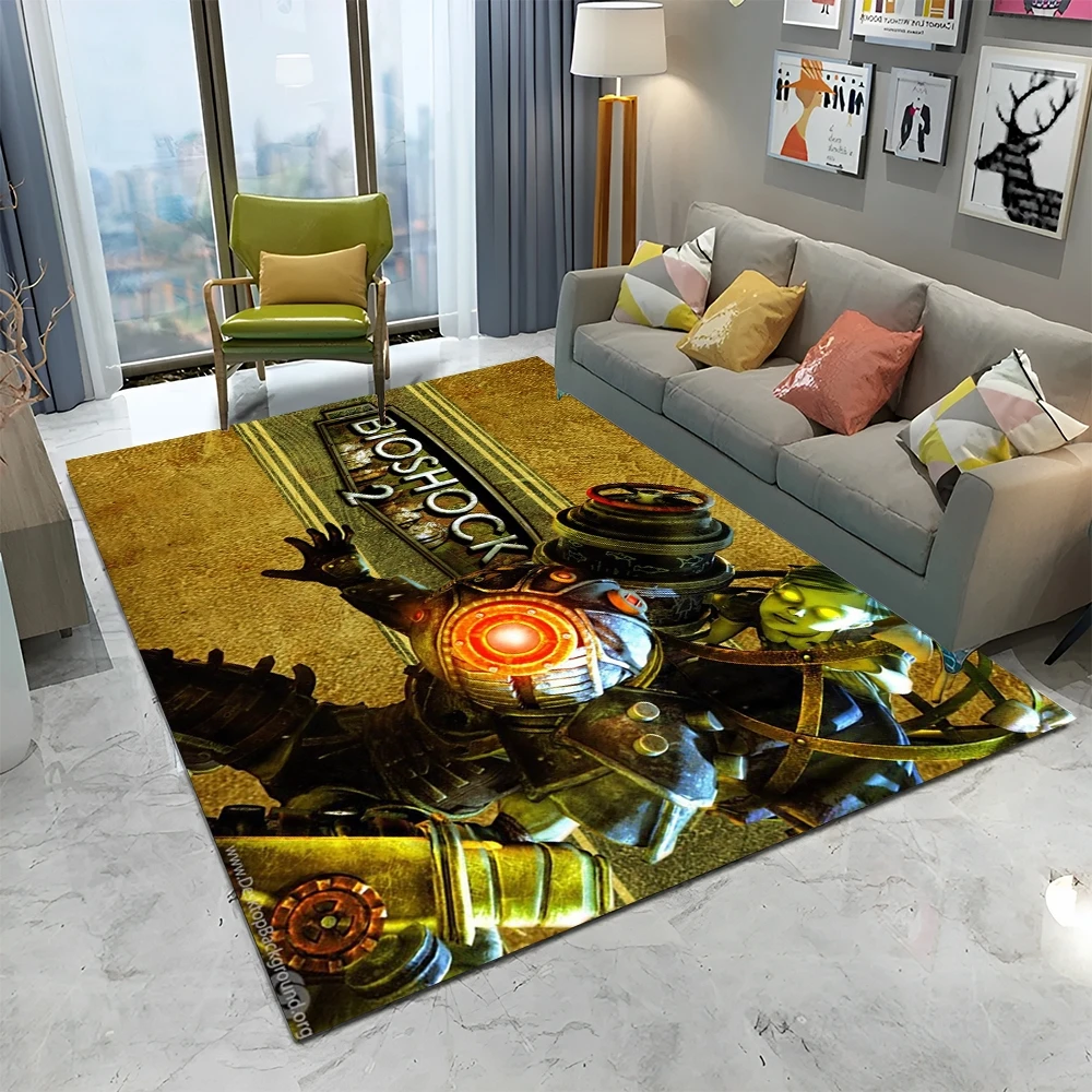 

3D Retro BioShock Game Gamer HD Carpet Rug for Home Living Room Bedroom Sofa Doormat Decor,kids Play Area Rug Non-slip Floor Mat