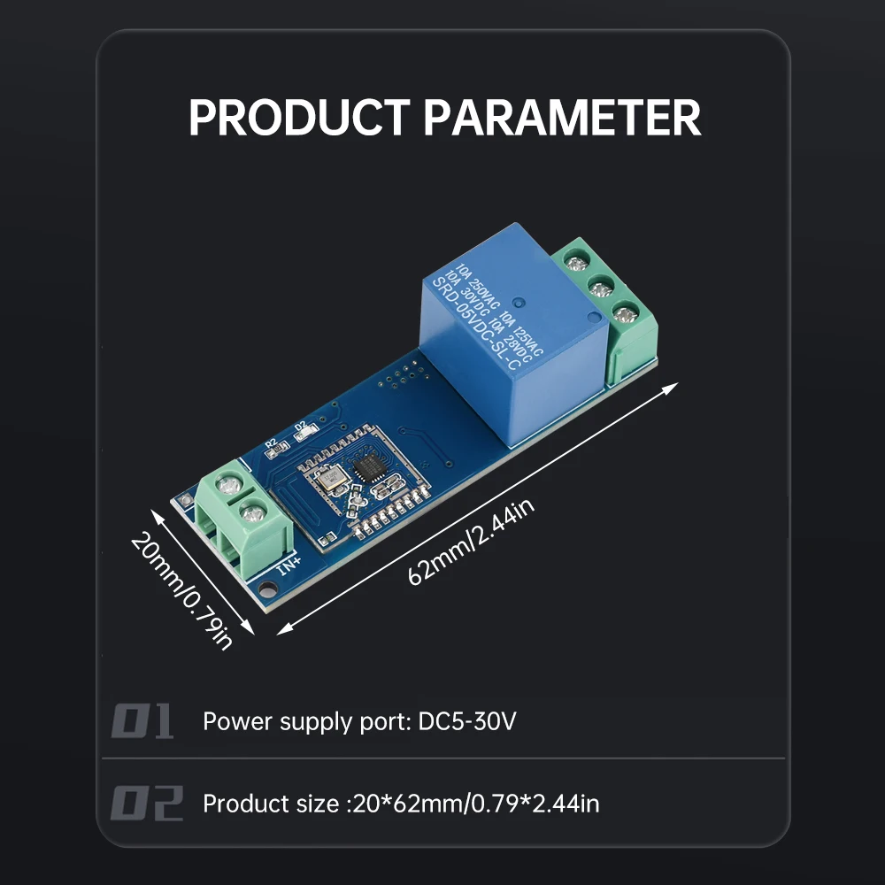 DC5-30V Bluetooth Proximity Switch 1 Channel Relay Module Automatically Senses Phone Automatic Connection