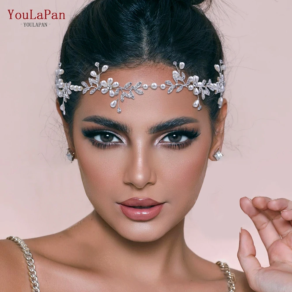YouLaPan Wedding Headband Hair Accessories Pearl Alloy Leaf Headpiece for Bride Woman Headwear Girls Hairband for Party HP152