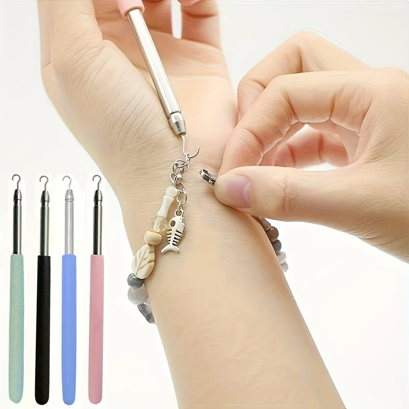 3pcs Jewelry Clasp Helper Bracelet Button Hook Necklace Wearing Tool Durable Metal Clasping Aid Easy To Use Jewelry Accessories