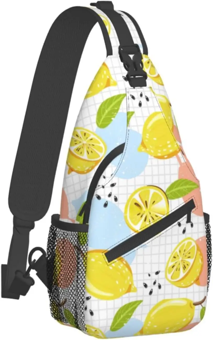 Fruits Lemon Cross Chest Bag Diagonally Travel Backpack, Light Travel, Hiking Single Shoulder Bag