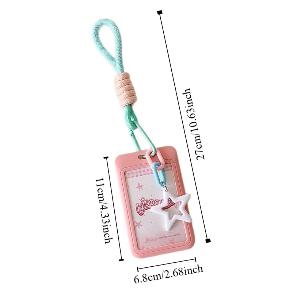 ID Card Protective Color Bus Card Cover Plastics Star Pendant Korean Photocard Holder Credit Card Hanging Rope Key Chain