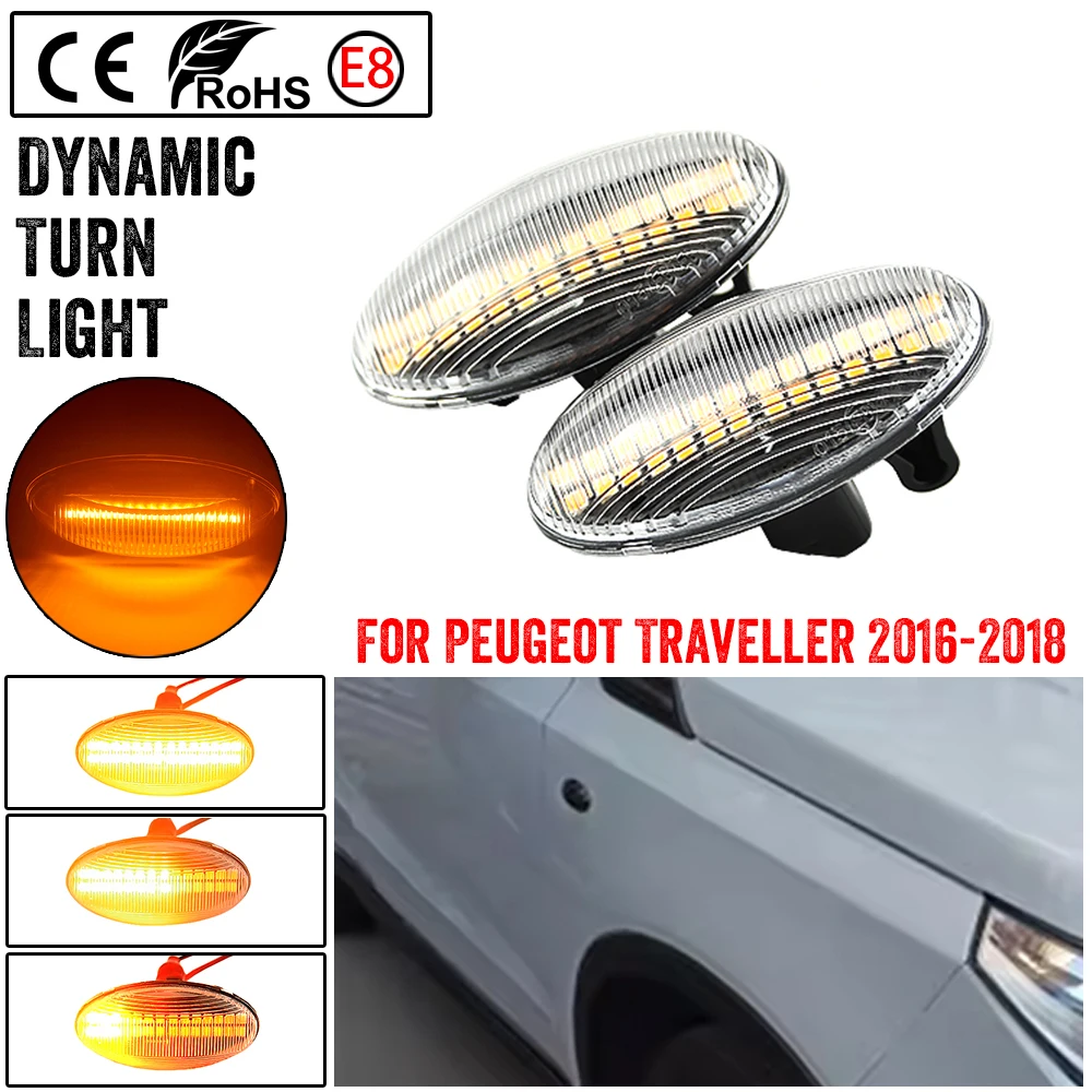Hacreyatu 2 x LED dynamic side indicators with P-eugeot Expert Partner 107 1007 108 206 301 307 407 607 C-itron C1 C2 C3 C5 C6 Xsara Picasso Berlingo Jumpy