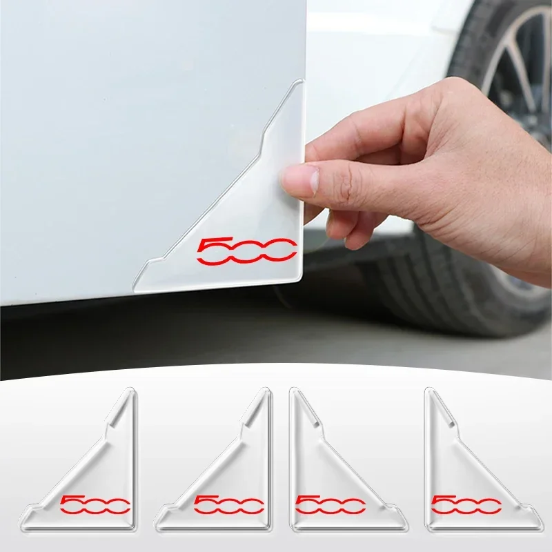 2/4PCS Transparent Car Door Corner Protector Covers Edge Guard Anti-Collision Scratch for Fiat 500 500C 500X 500L Abarth 695