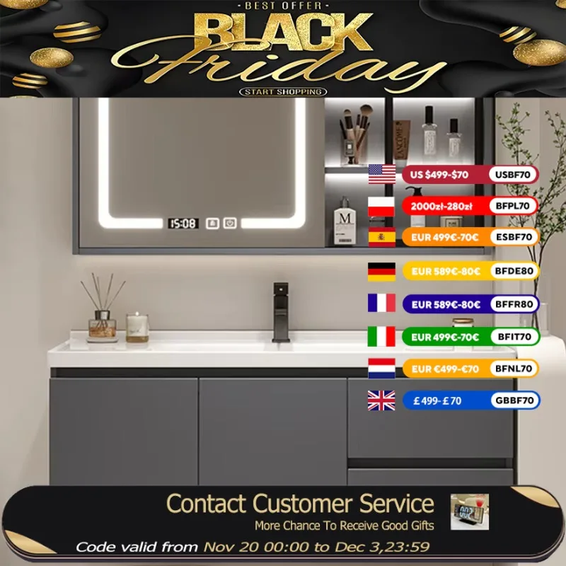

Organizer Smart Bathroom Cabinet Modern Combination Washbasin Wood Bathroom Cabinet Shelf Luxury Meuble Salle De Bain Furniture