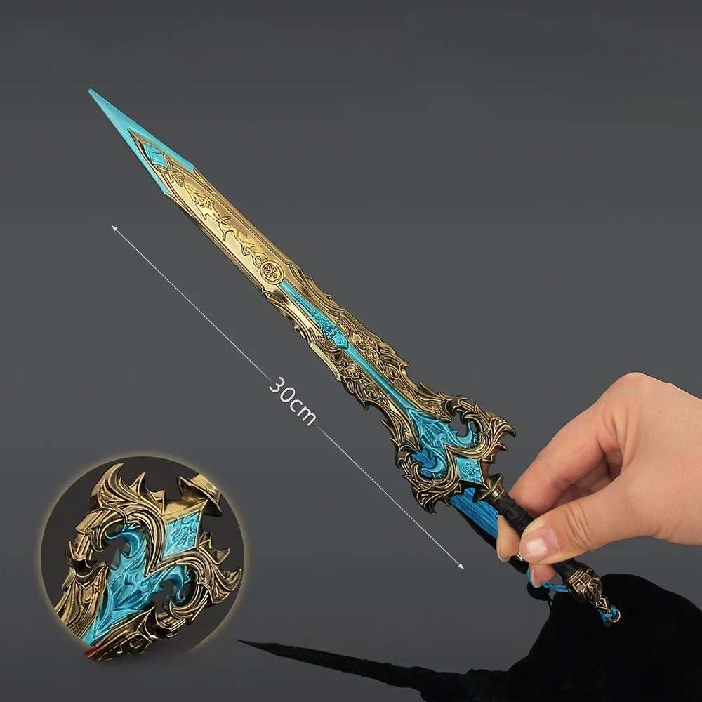22cm Chinese Investiture of The Gods Qingyun Sword Anime Peripheral Metal Weapon Model Katana Samurai Sword Keychains Crafts Toy