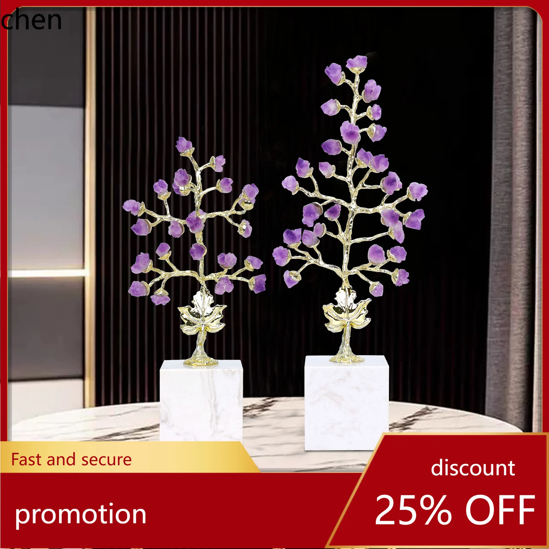 H1 purple grape vine marble base ornament - home living room soft decoration