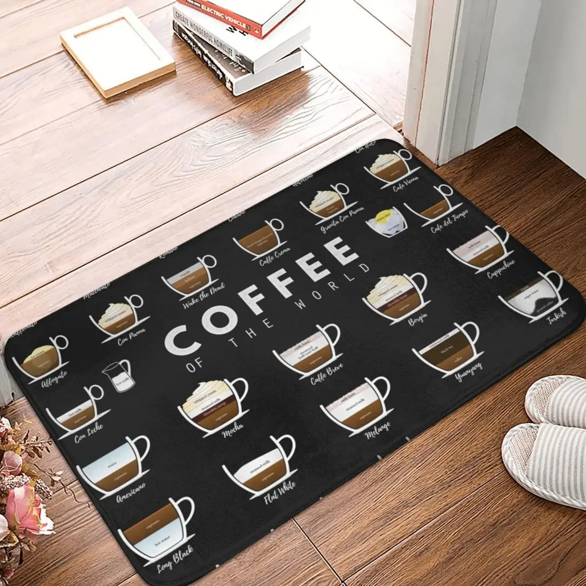 COFFEE TYPES Doormat Rug Carpet Mat Footpad Polyester Non-slip Absorbent Mat Front Room Corridor Kitchen Bedroom Balcony Toilet