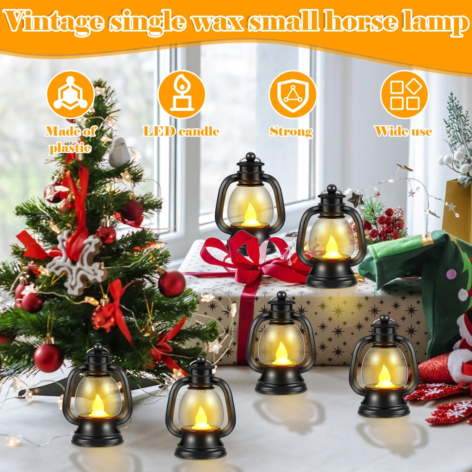 12/24Pcs LED Candle Lanterns Retro Flickering Hanging Lantern Candle Mini Outdoor Palace Light Waterproof Yard Garden