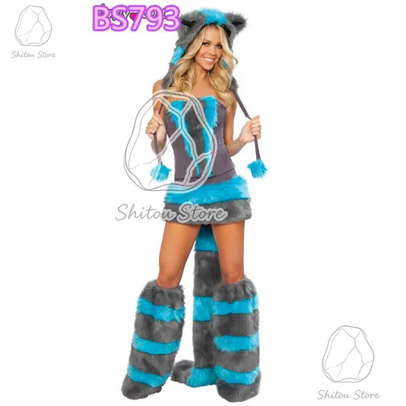 Disfraz de animal peludo y sexy para mujer, ideal para Halloween, carnavales, cosplay de conejo, lobo, zorro o gato. Disfraces y atuendos de animales peludos para adultos.