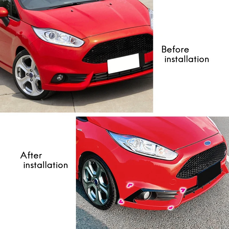 Car Front Bumper Splitter Spoiler Decorative Trims Fog Light Canard For Ford Fiesta ST MK6 2012-2017