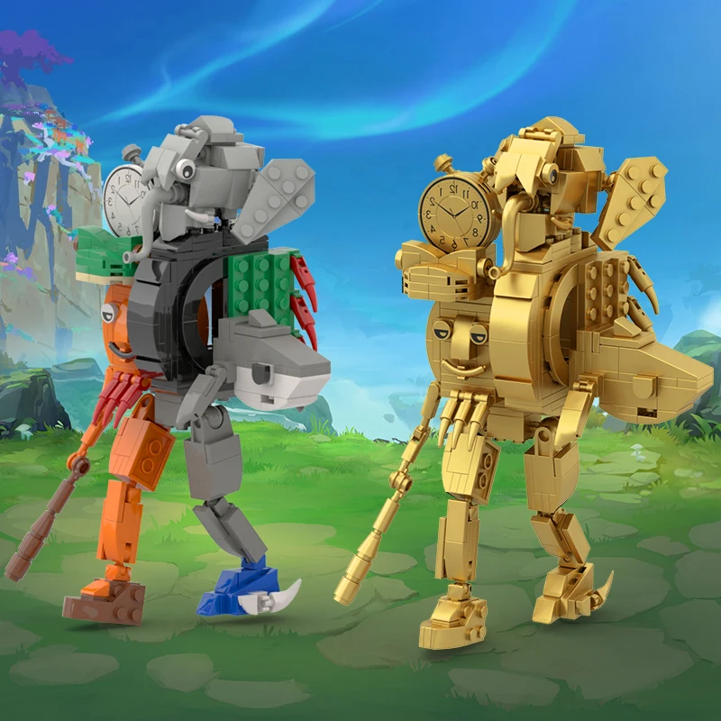 Italian Brainrot Tung Tung Sahur Robot Wooden Stick Building Blocks Ornament Brick Doll Model for Kid Halloween Birthday Gift