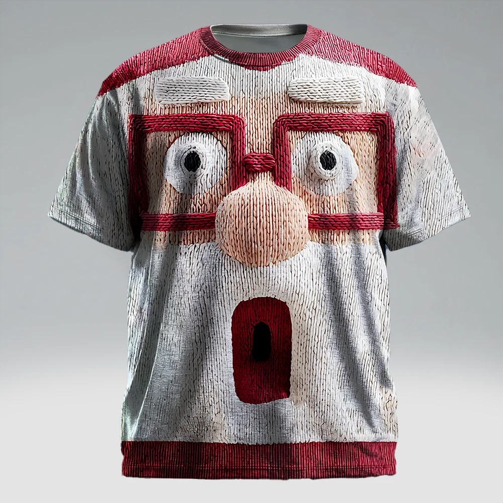 

S-9xl plus size Big & Tall Short Sleeve (Christmas Element) Stylish Red-Green Hues, Lightweight, Fits Guys for All-Day Comfort