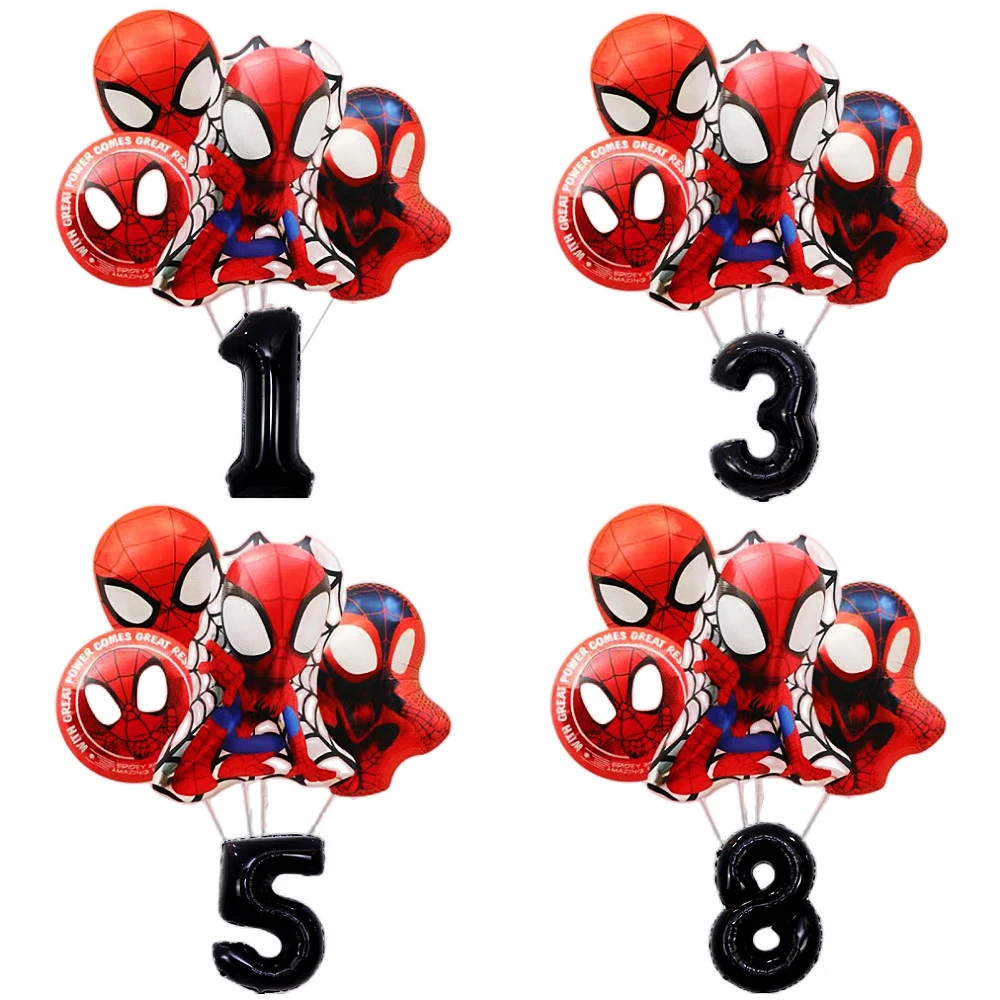 Spidey His Amazing Friends Balloons Baby Shower Boy Birthday Party Decorations 32 Inch Number Spiderman Balloon Kids Toys Globos